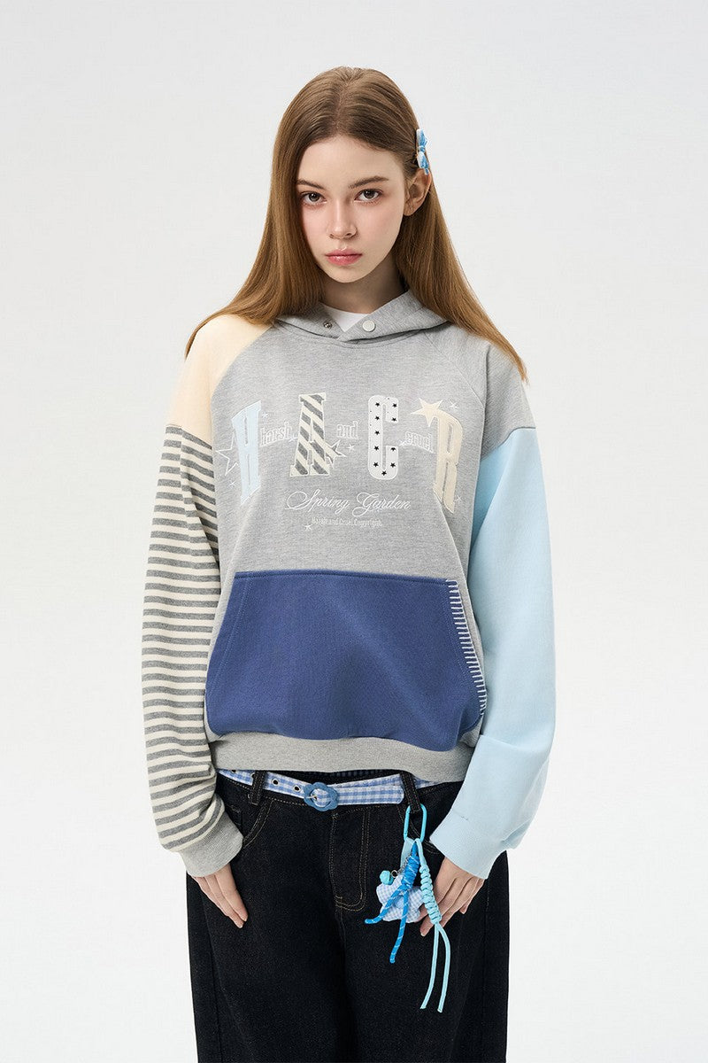 Striped Star Patch Hoodie