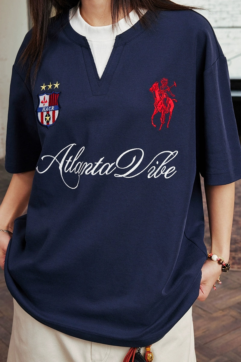 Layered Retro Embroidered Jersey