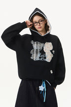 Bear Lace Patchwork Hoodie