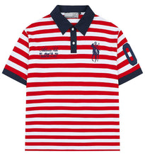 Load image into Gallery viewer, Nautical Striped Embroidered Polo Shirt
