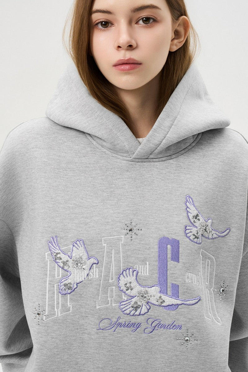 Tweed Patch Sequin Hoodie