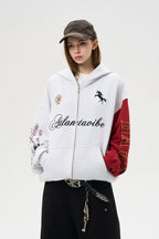 Contrast Sleeve Zip Hoodie