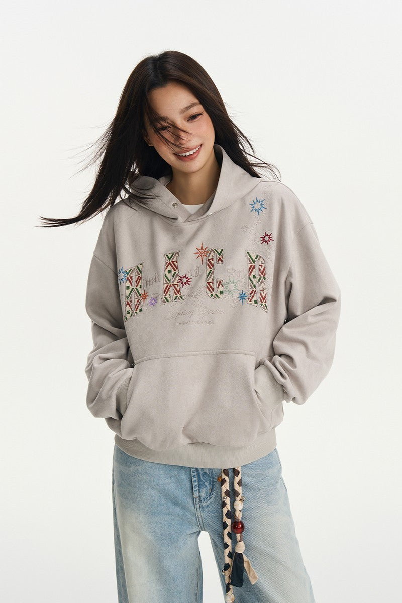 Suede Patchwork Hoodie