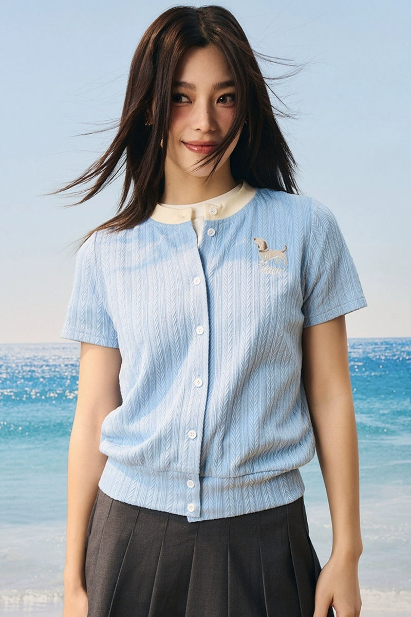 Embroidered Dog Knit Cardigan