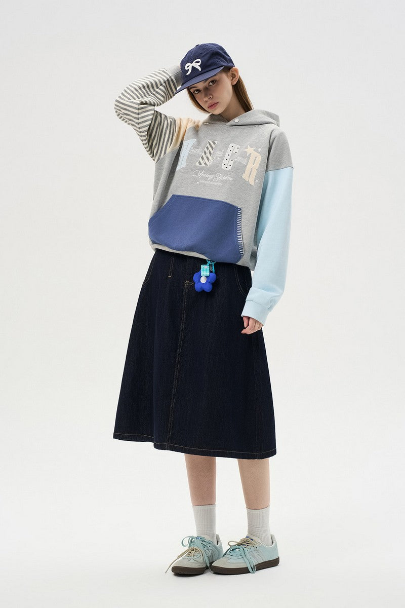 Striped Star Patch Hoodie