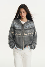 Fair Isle Knit Hoodie