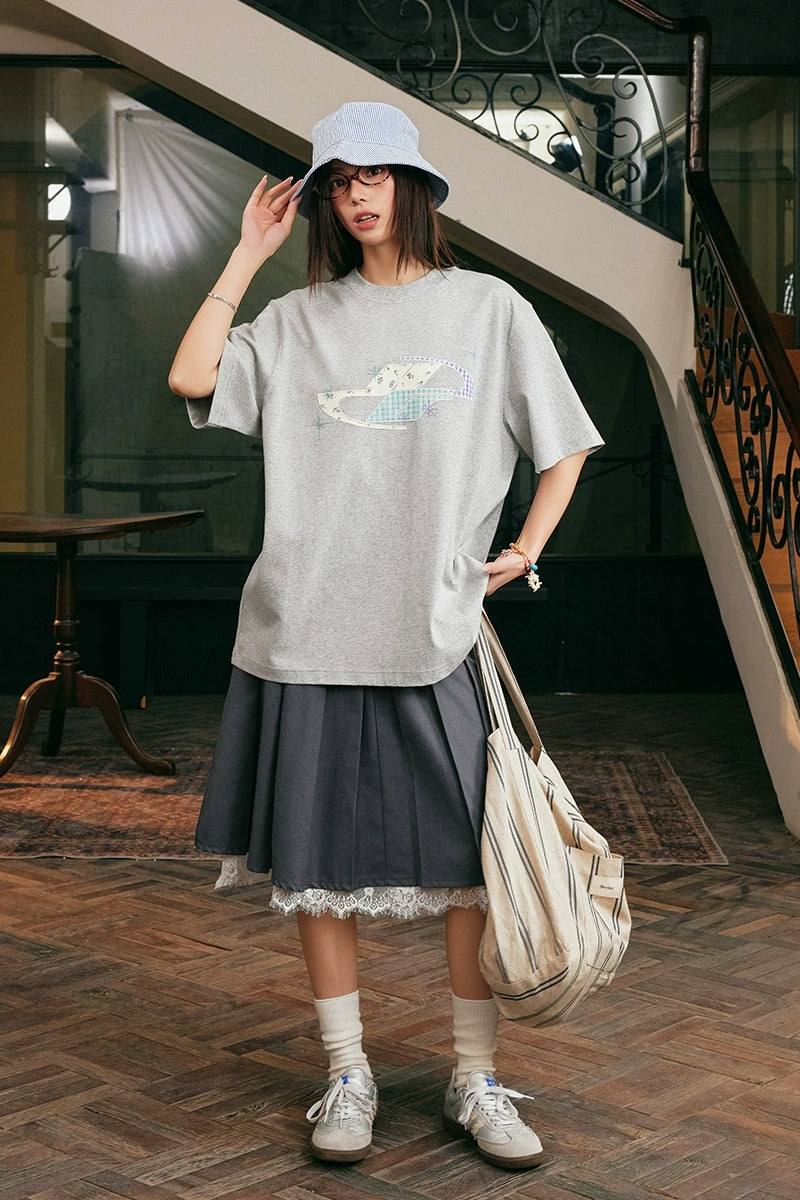 Patchwork Floral Embroidery T-Shirt