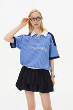 Striped Drawstring Polo Tee