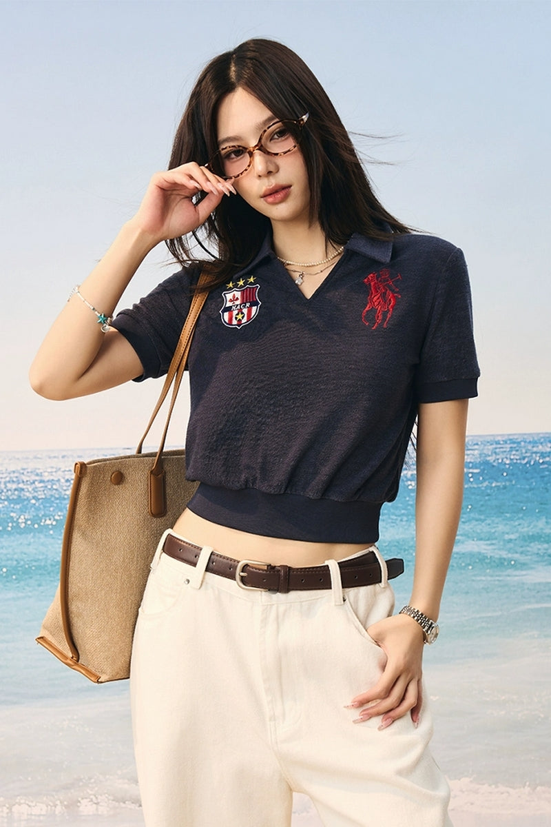 Textured Towel Fabric Polo Shirt
