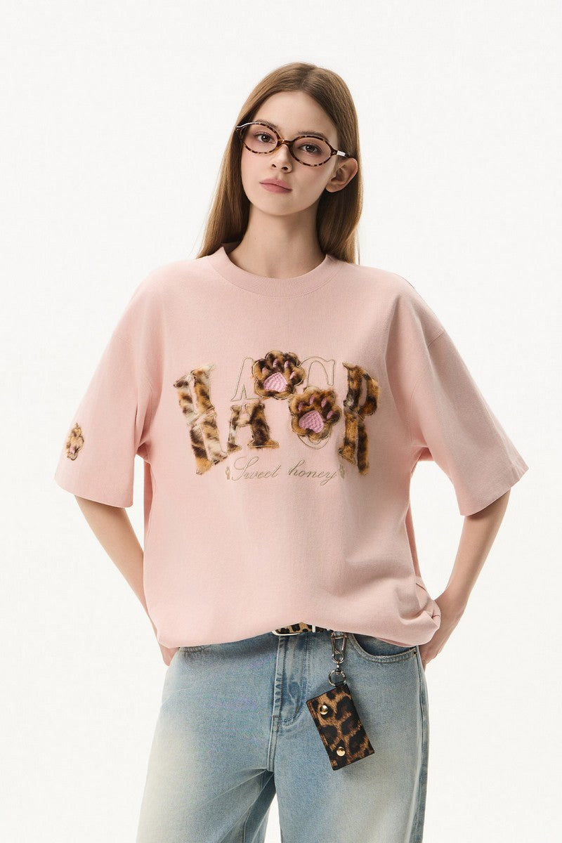 Leopard Patch Cat Paw Tee