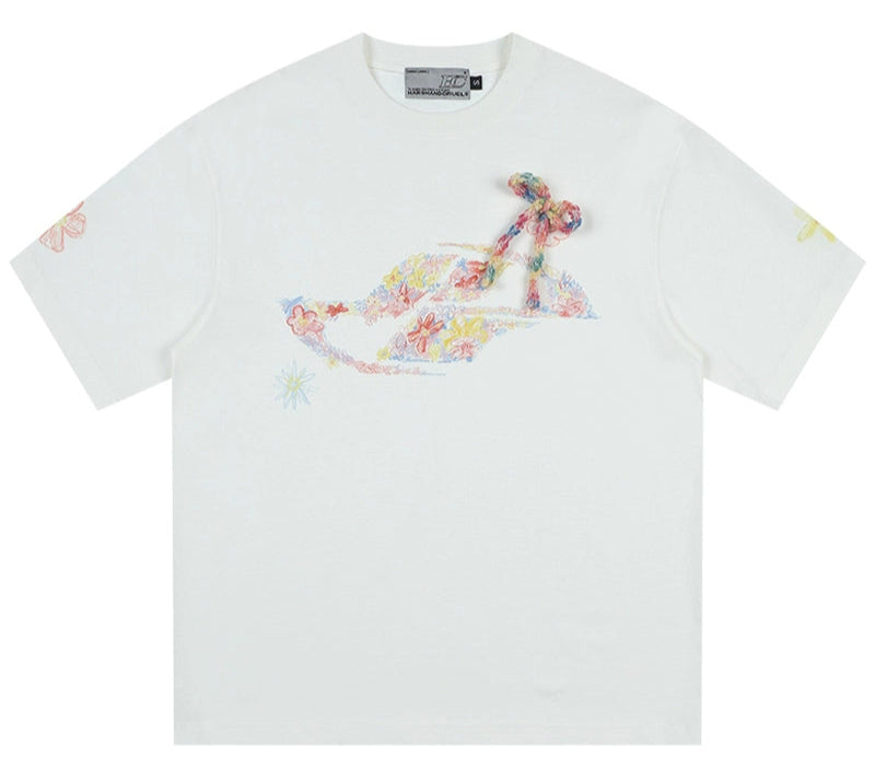 Crayon Floral Bowknot T-Shirt