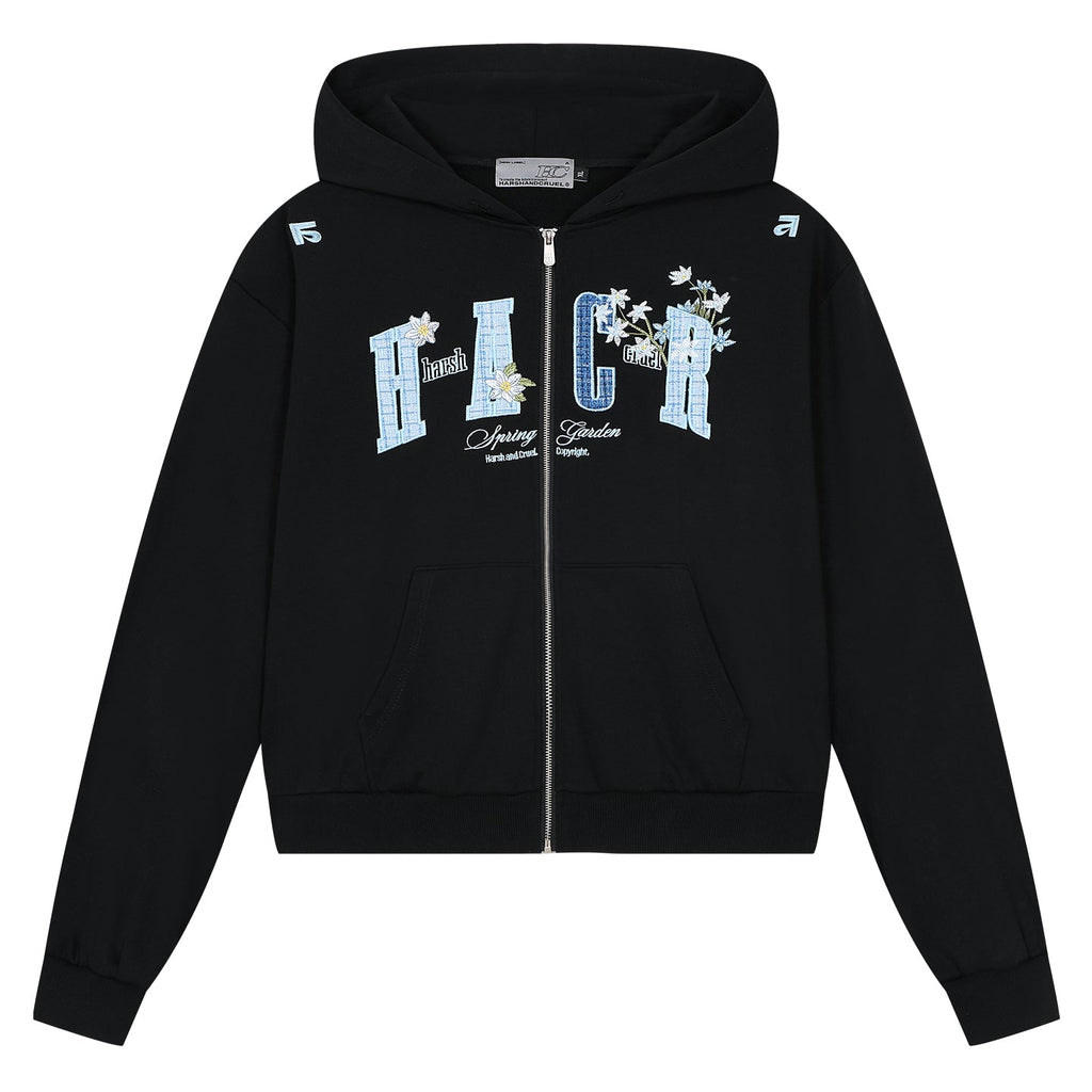 Flower Patchwork Zip Hoodie