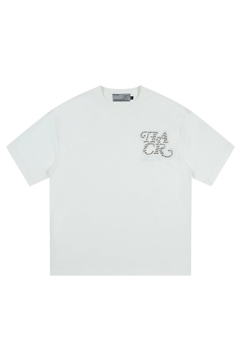 Rhinestone Patch Basic T-Shirt