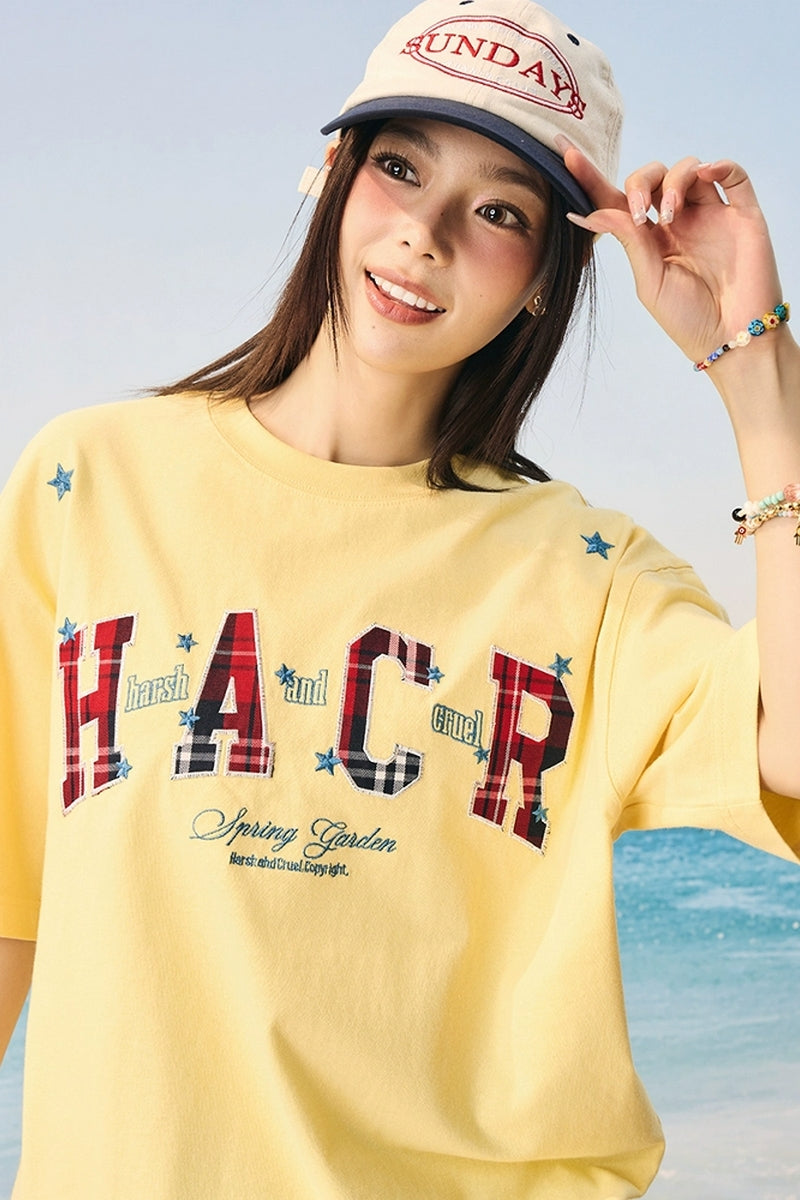 Star Grid Patchwork Couple T-Shirt