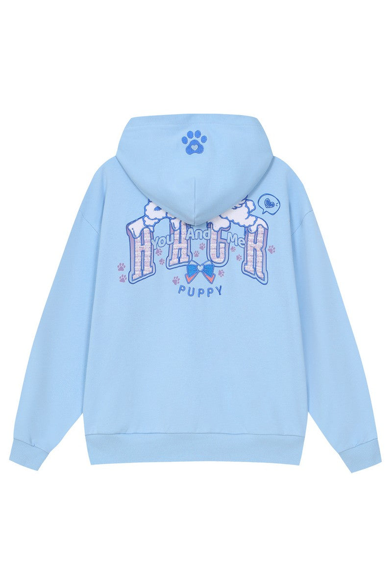 Plush Dog Embroidered Hoodie