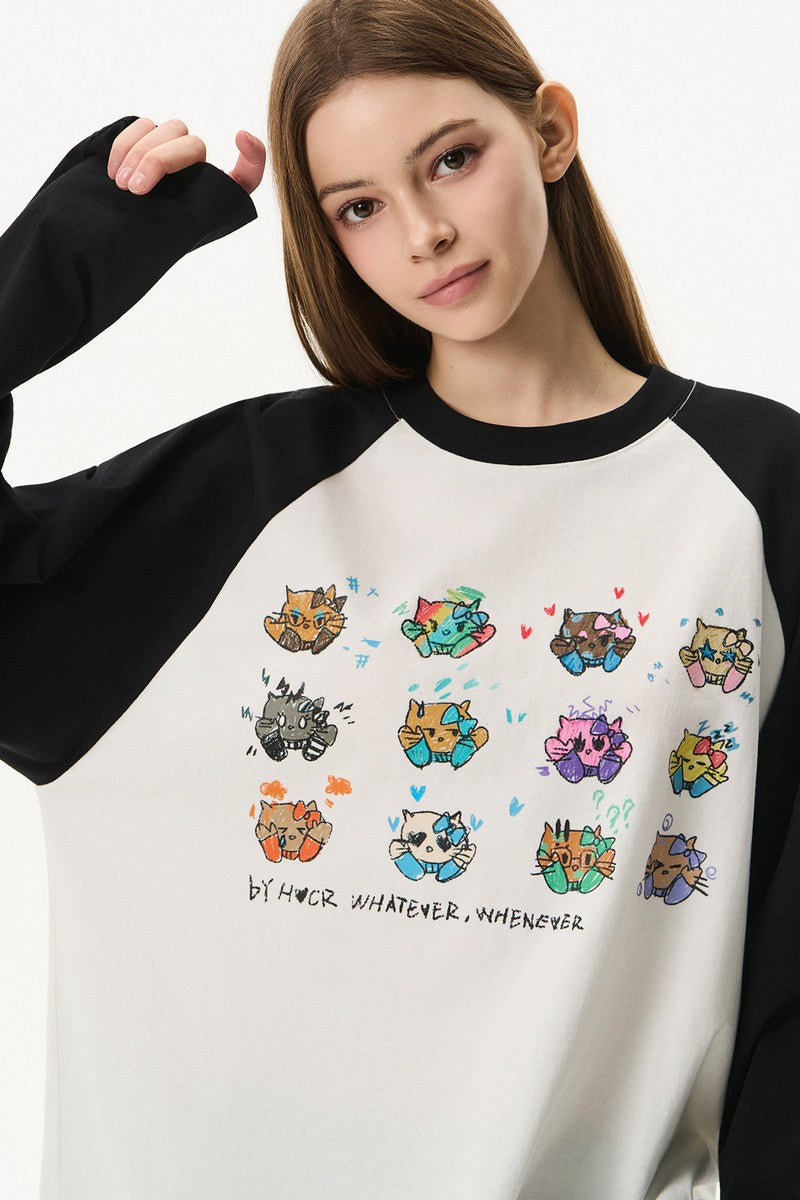 Graffiti Kitten Raglan Tee