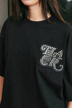 Rhinestone Patch Basic T-Shirt