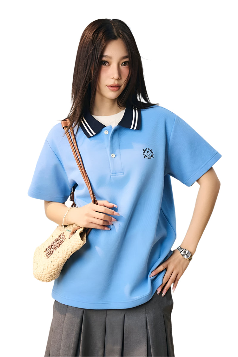 Colorblock Textured Embroidered Polo