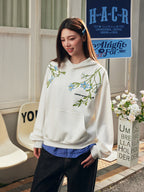 Violet Floral Embroidered Hoodie