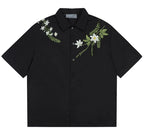 Floral Embroidery Cuban Shirt