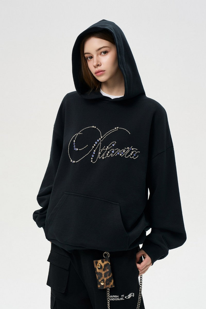 Rhinestone Script Logo Hoodie