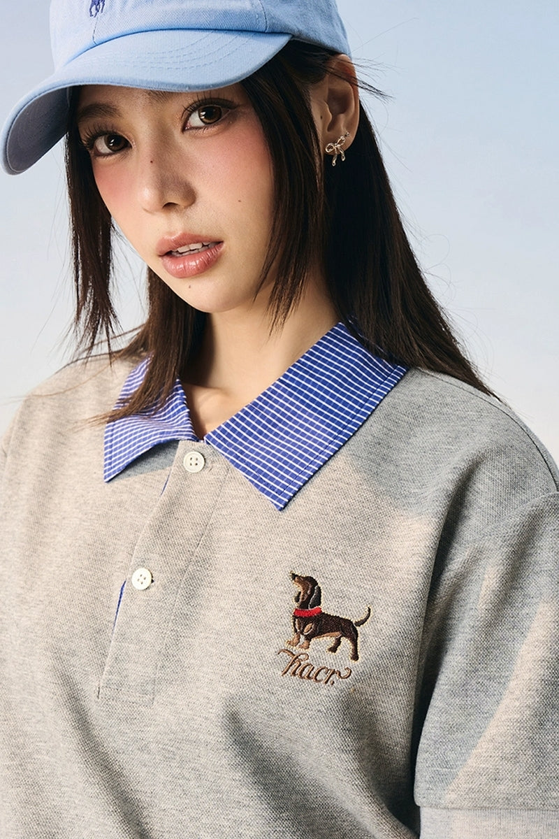 Plaid Collar Layered Polo Shirt