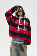 Striped Panel Hooded Tee