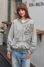 3D Embroidered Floral P00000000attern Hoodie
