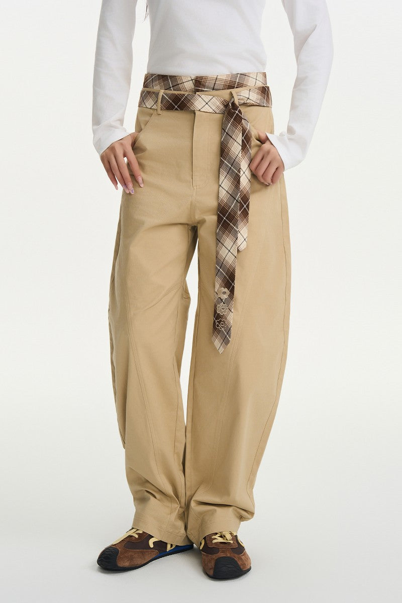 Double Waist Plaid Blade Pants