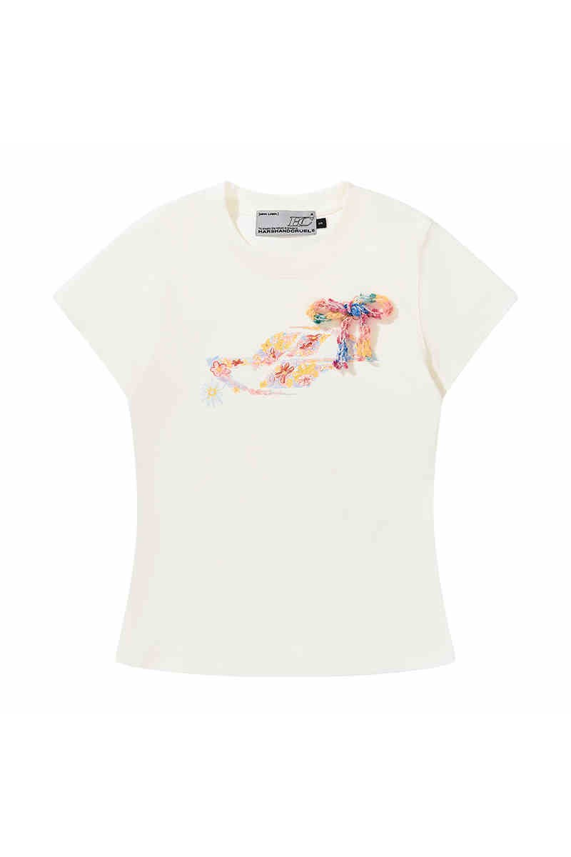 Slim Crayon Flower Knit Tee