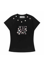 Floral Embroidered Logo Slim Tee