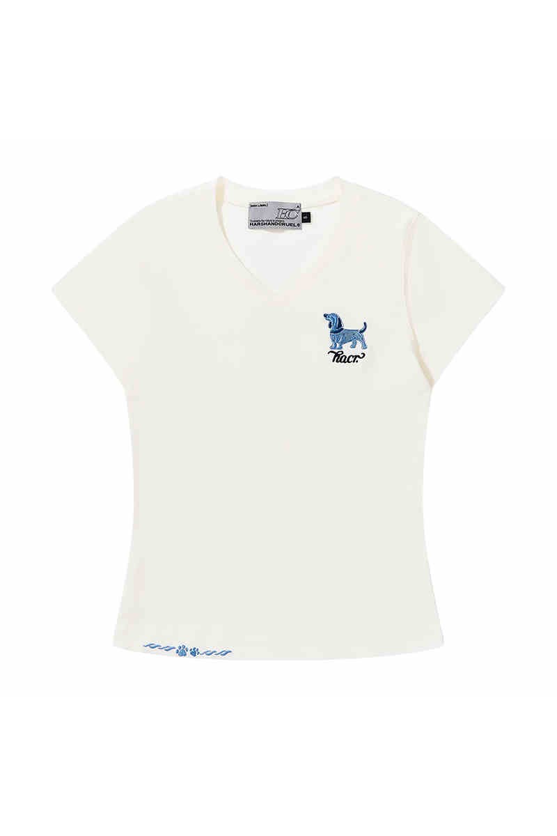 Cartoon Dog V-Neck Tee