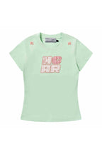 Plaid Patch Slim Crop Tee