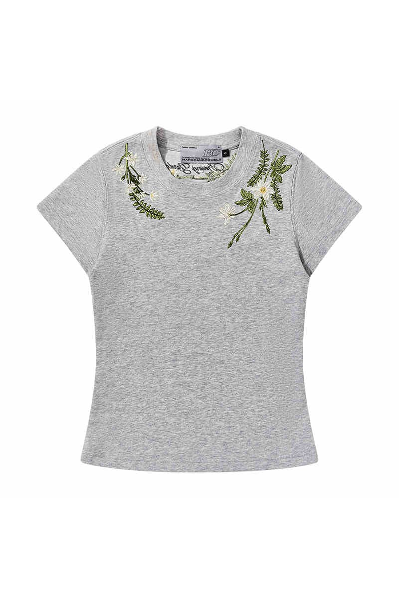 Floral Embroidered Slim Tee