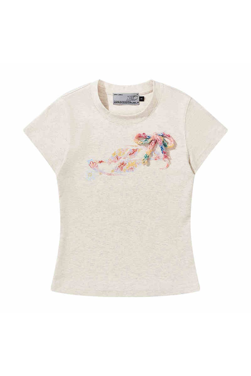 Slim Crayon Flower Knit Tee