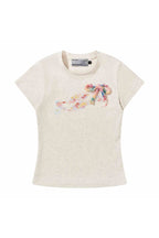 Slim Crayon Flower Knit Tee
