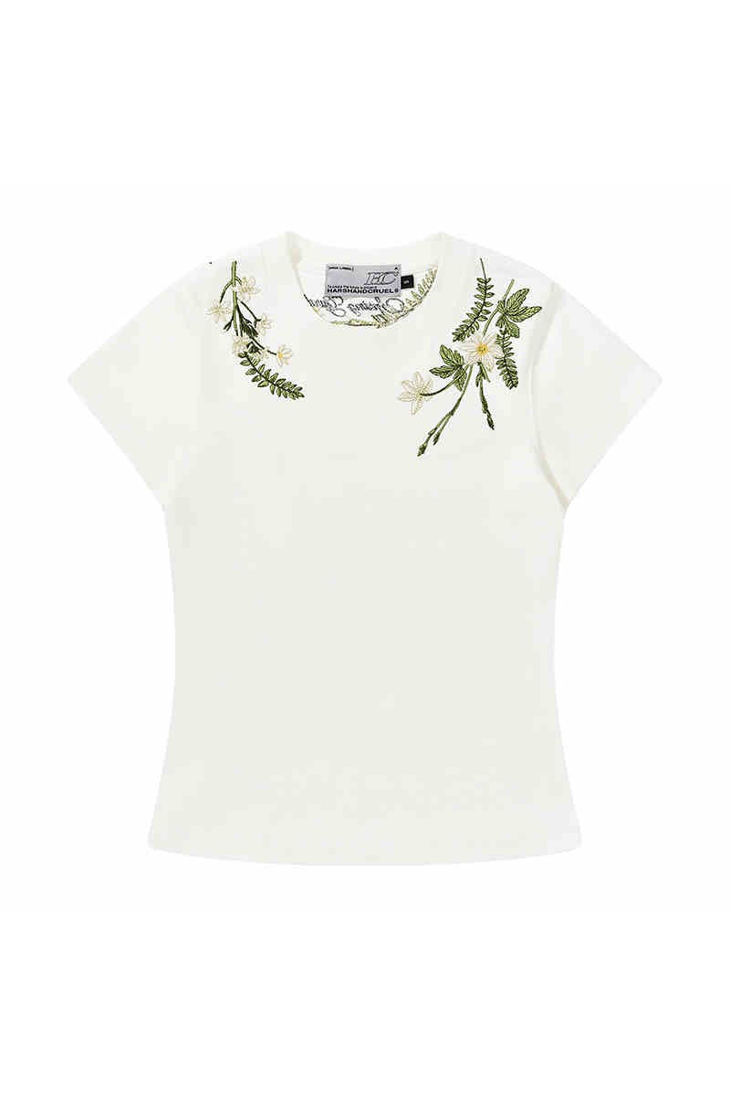 Floral Embroidered Slim Tee