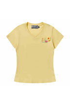 3D Yarn Flower V-Neck Tee