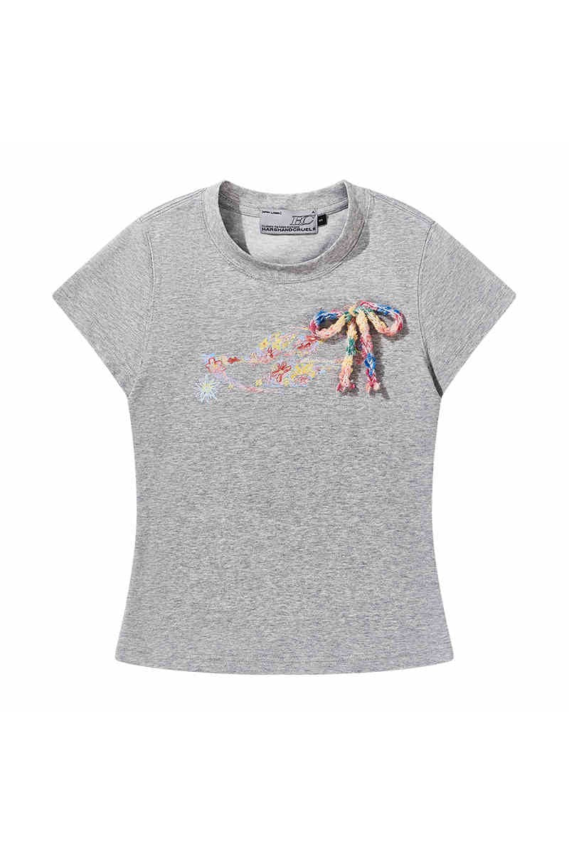 Slim Crayon Flower Knit Tee