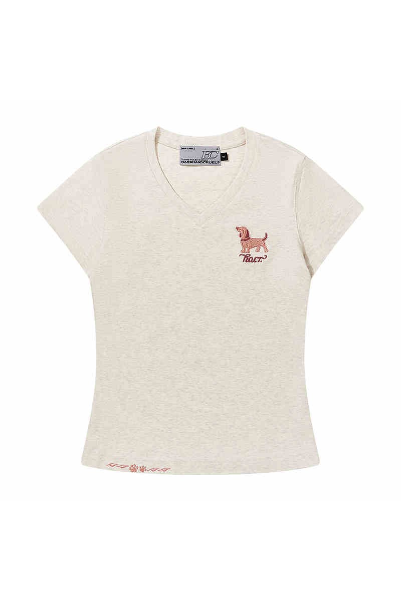 Cartoon Dog V-Neck Tee