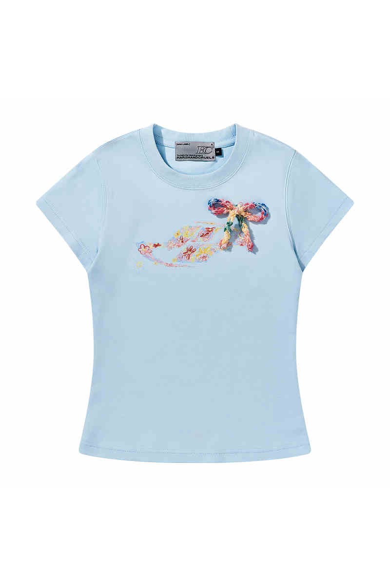 Slim Crayon Flower Knit Tee