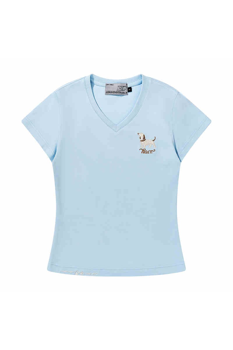 Cartoon Dog V-Neck Tee