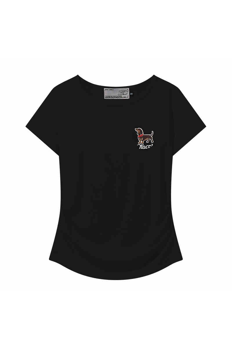 Slim Knit Dog Embroidery Tee