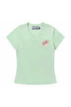 Plaid V-Neck Patch Slim Tee
