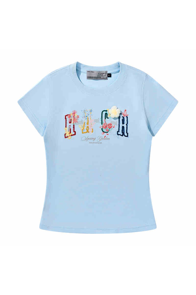 3D Yarn Flower Loose Tee