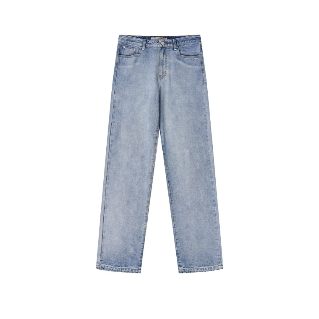 Pocket Embroidered Logo Straight Denim