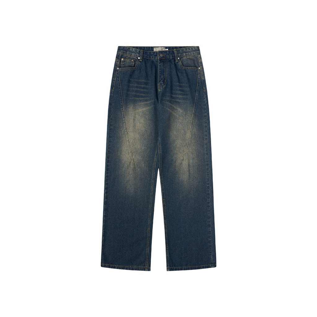 Embroidered Logo Washed Stitched Denim