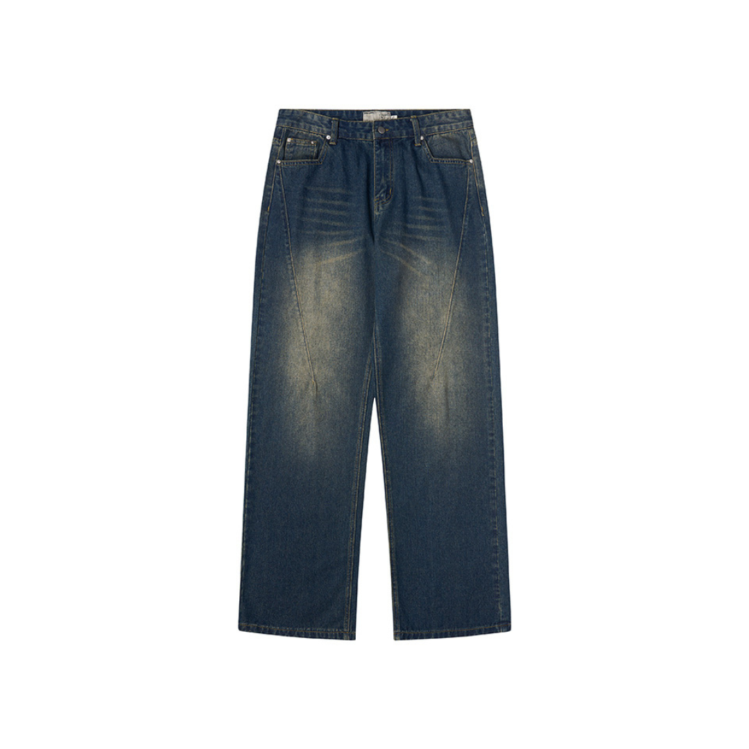 Embroidered Logo Washed Stitched Denim