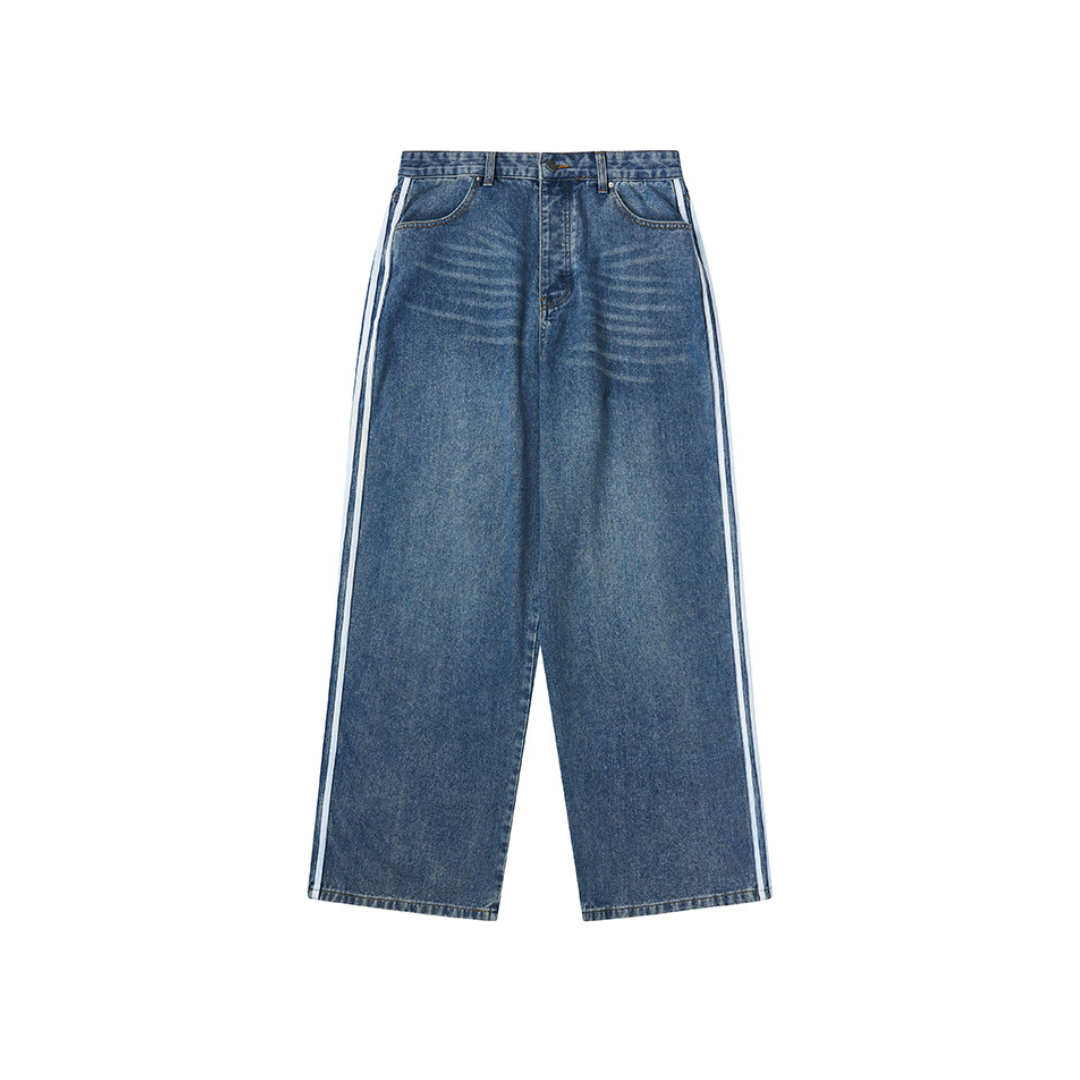 Washed Baggy Track Denim