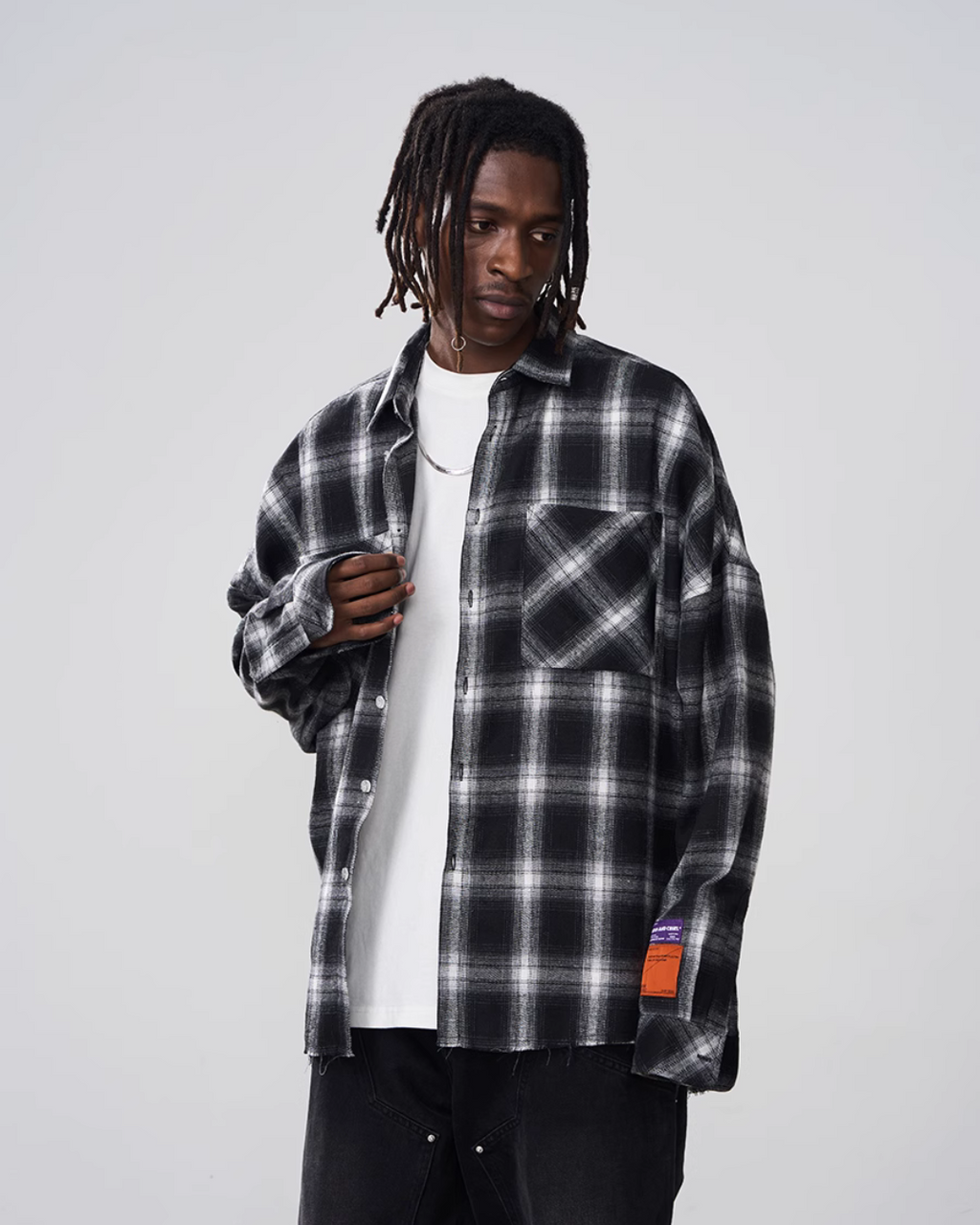 シャツ HARSH AND CRUEL Oversized plaid shirt with logo Plaid Flannel L/S Checkered Shirt – Harsh and Cruel